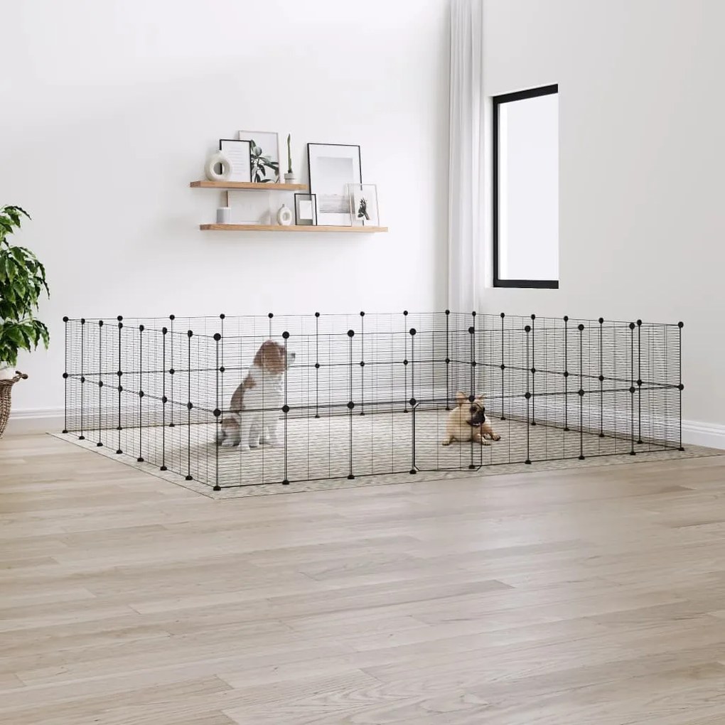 vidaXL Gaiola p/ animais de 60 painéis c/ porta 35x35 cm aço preto
