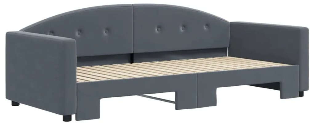 Sofá-cama com gavetão 90x190 cm veludo cinzento-escuro