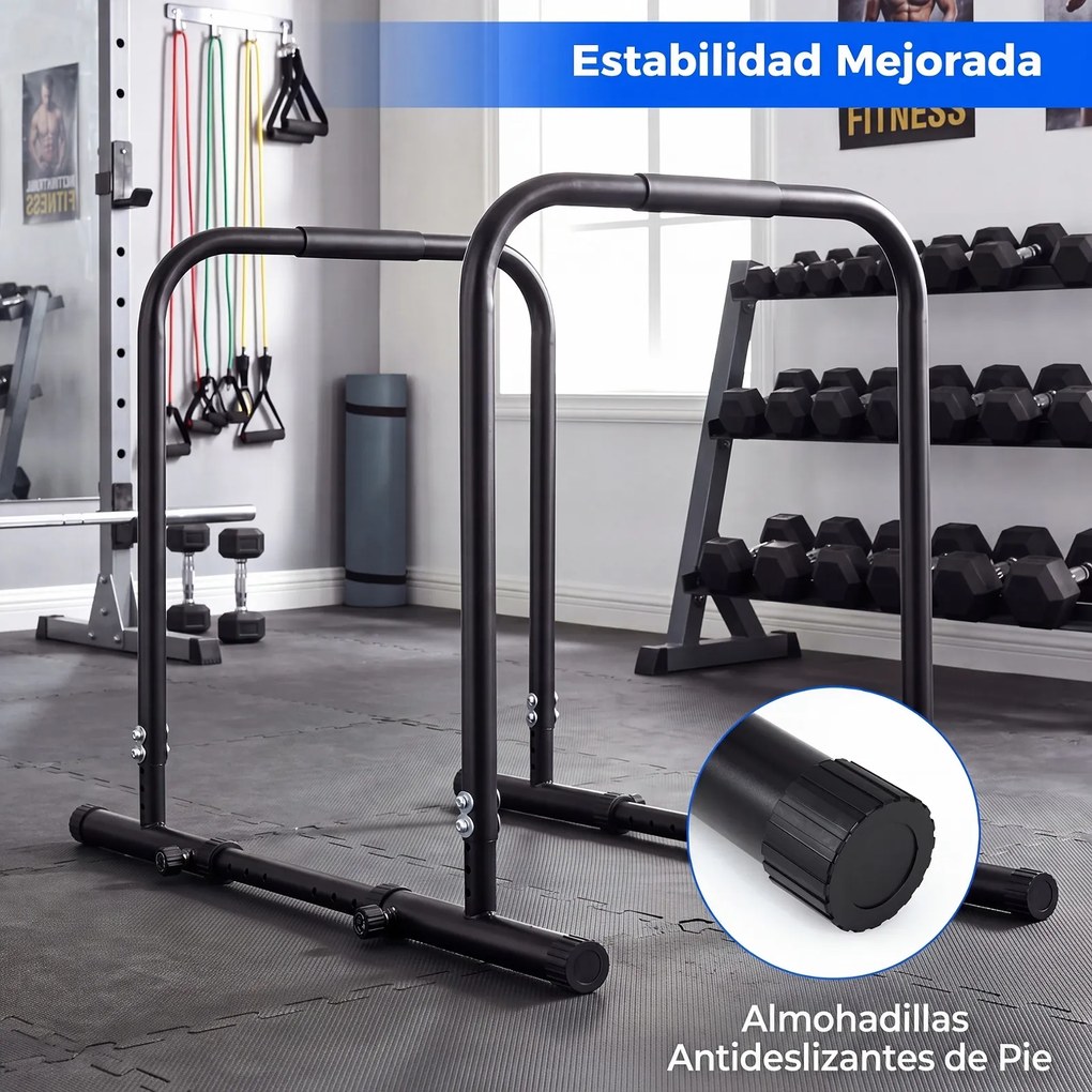 Barras Paralelas Verticais para Calistenia, 80 x 86-126 x 81,5-88,5 cm, Altura Ajustável, Preto