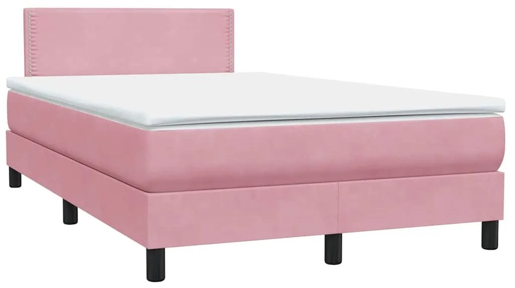 Cama com molas/colchão 120x220 cm veludo rosa