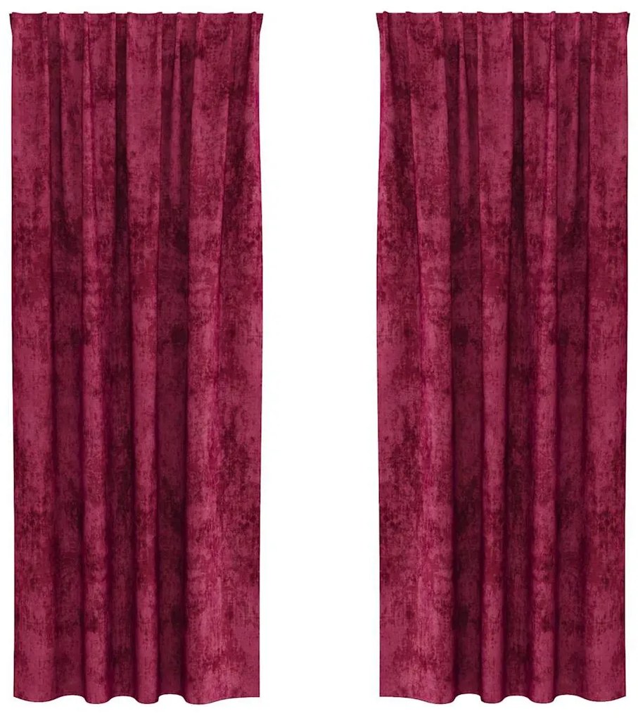 Cortinas de Veludo 2 Peças com Ilhós Vermelho Vinho 245x140 cm