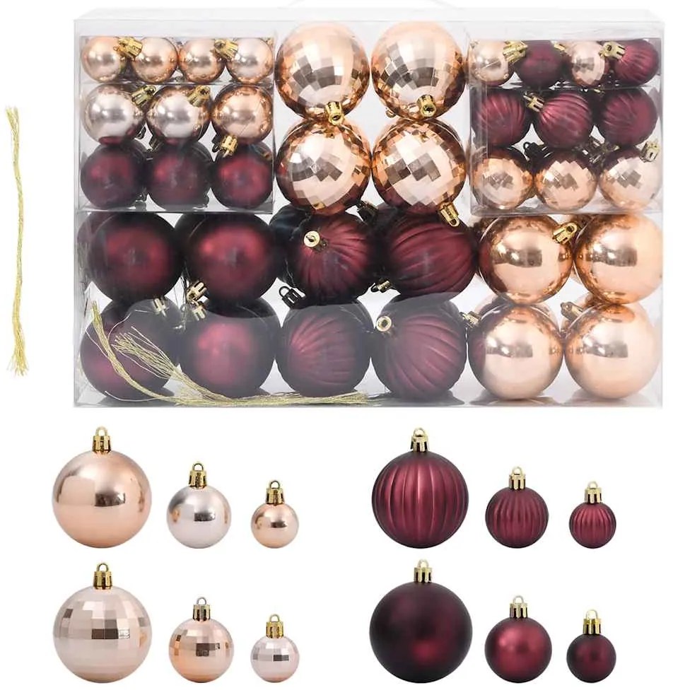 vidaXL Enfeites de Natal 100 pcs Ø3/4/6 cm champanhe e castanho escuro