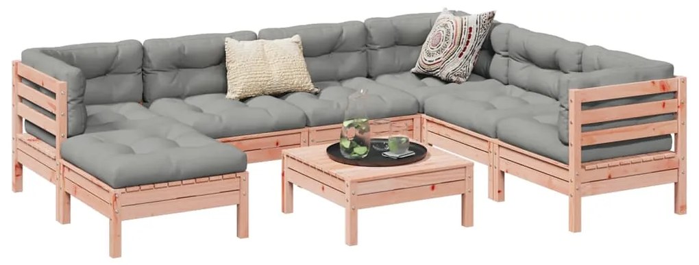 vidaXL 8 pcs conj. sofás jardim c/ almofadões madeira abeto-de-douglas