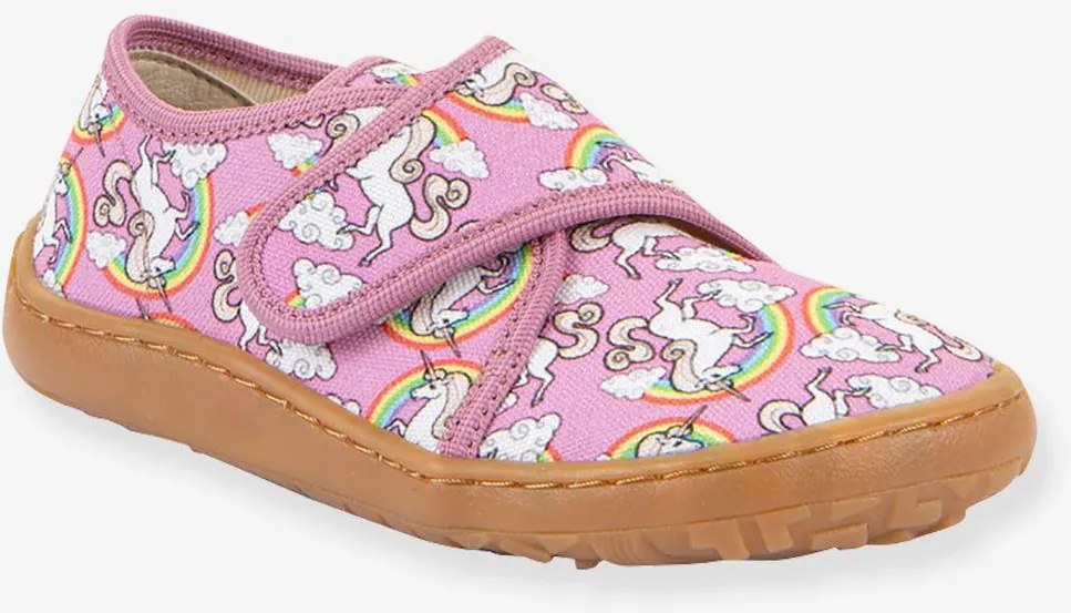 Pantufas barefoot com padrão Froddo para criança estampado rosa
