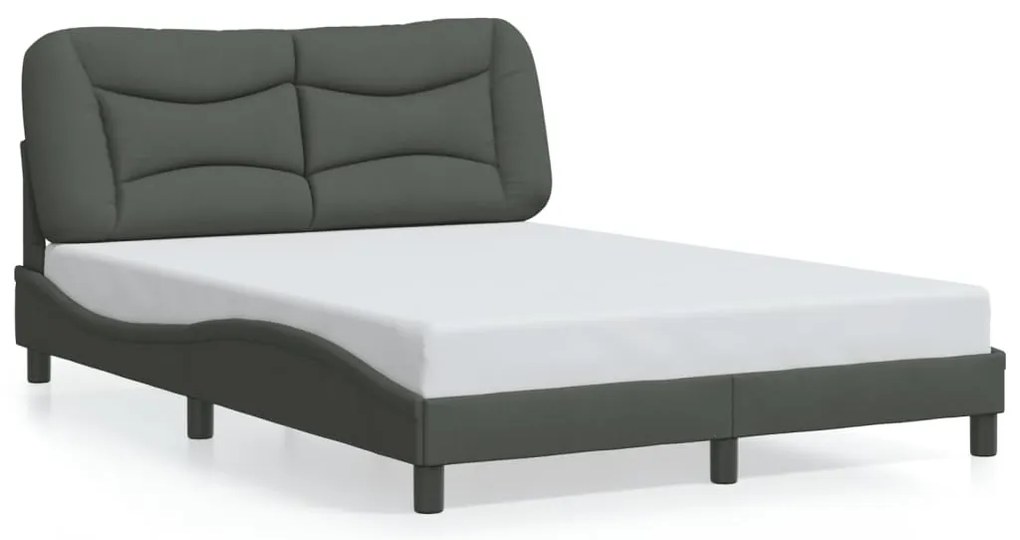 Estrutura de cama sem colchão 140x200 cm tecido cinzento-escuro
