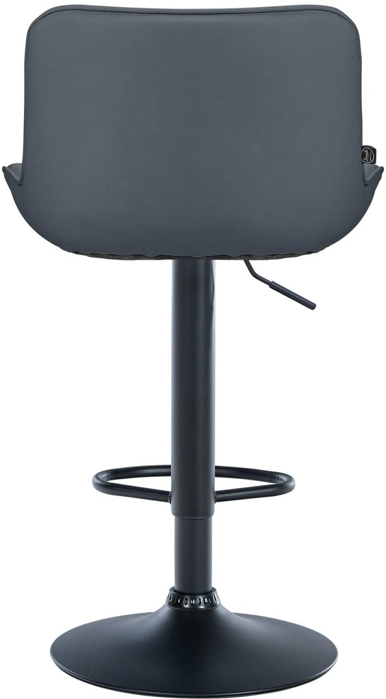 Banco alto em couro sintético com estrutura preta 85-106 x 49 x 51 cm cinzento