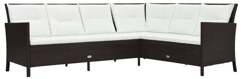 3 pcs conjunto lounge jardim c/ almofadões vime PE castanho