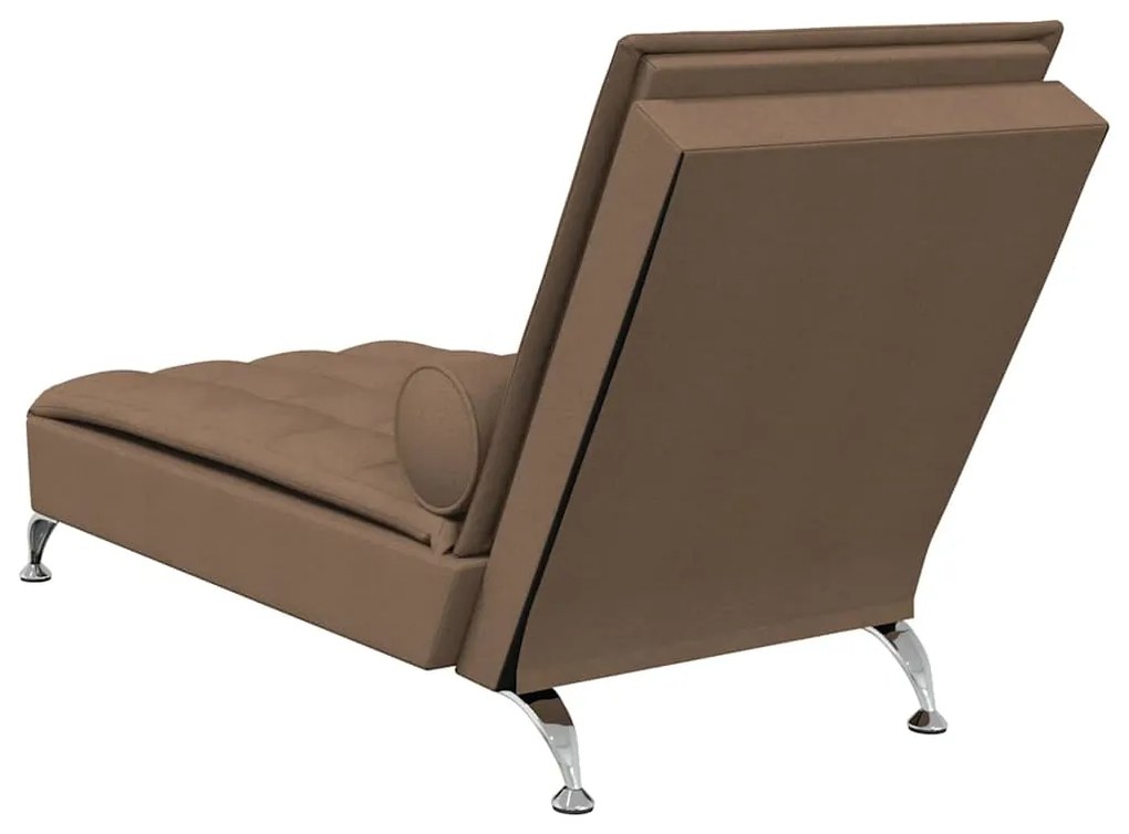 Chaise lounge de massagem com rolo tecido castanho