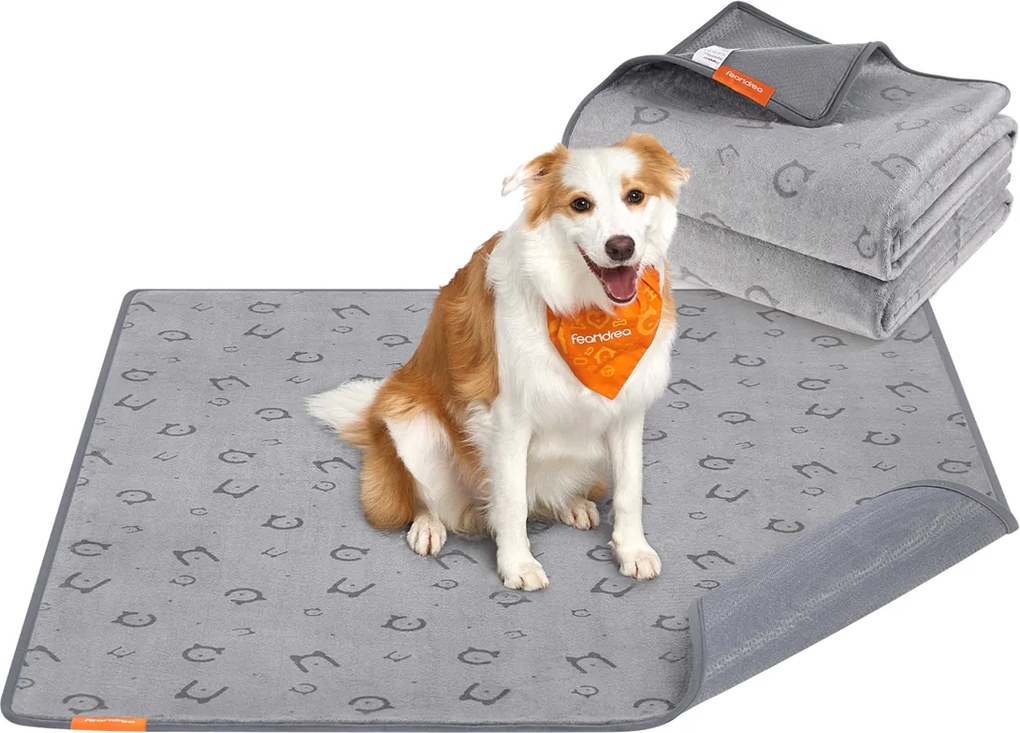 Conjunto de 2 tapetes para cachorros, laváveis, , 152 x 122 cm, Cinzento
