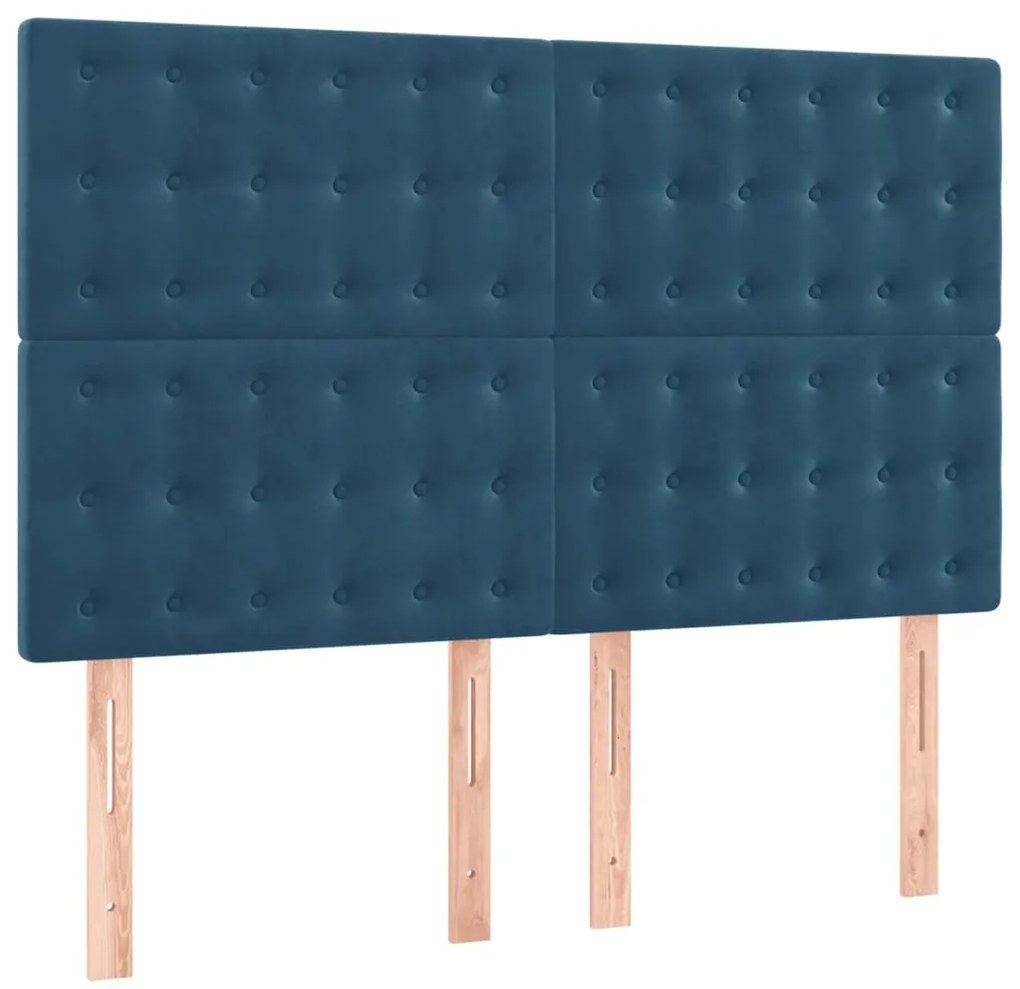 Cama com molas/colchão 140x190 cm veludo azul-escuro