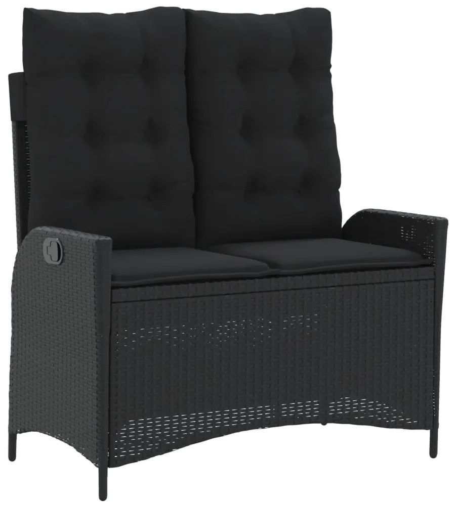4 pcs conjunto de jardim p/ jardim c/ almofadões vime PE preto