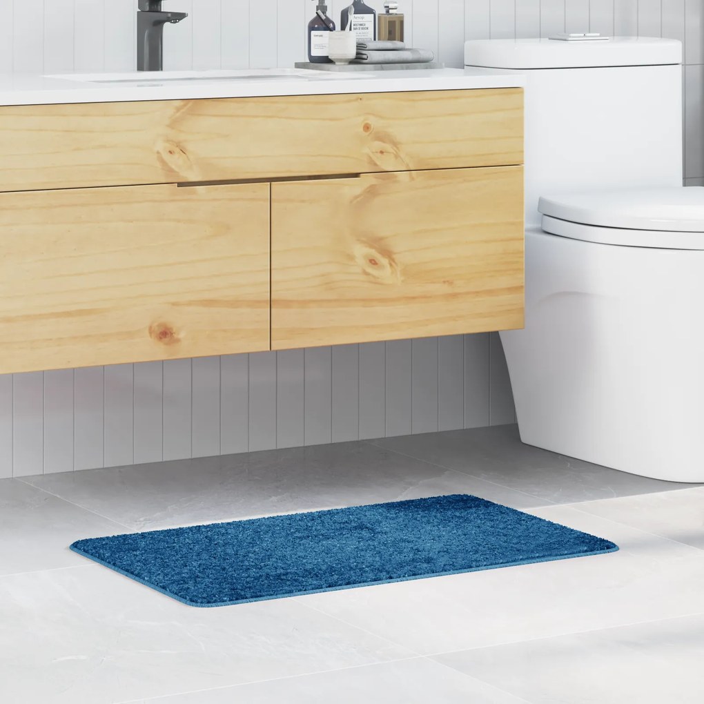 Tapete de Banho Retangular Azul 50x80 cm Polipropileno Antiderrapante