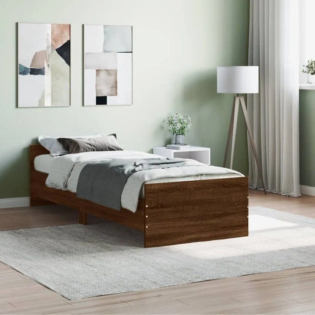 vidaXL Estrutura cama s/ colchão derivados madeira carvalho castanho