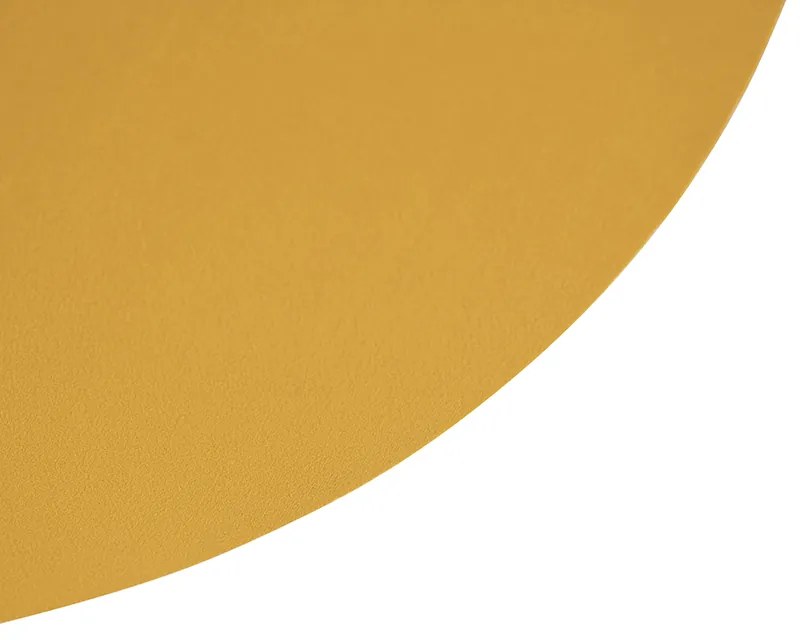 Candeeiro de teto preto com cúpula plana amarela 45 cm - Combi Moderno