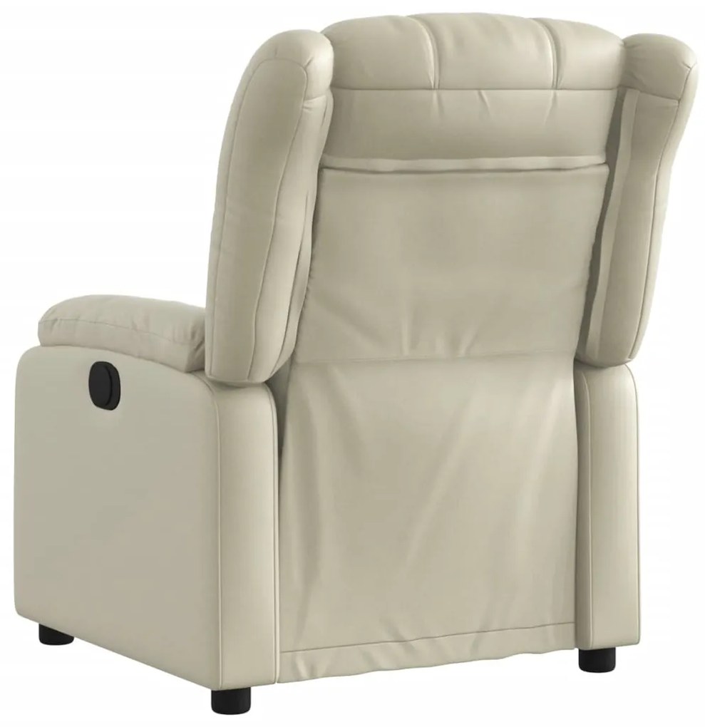 Poltrona reclinável elétrica couro artificial cor creme