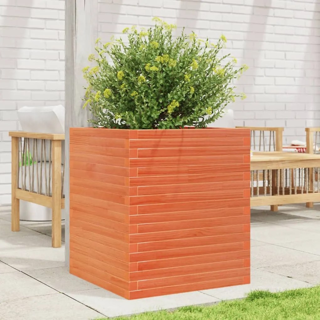 Vaso/floreira de jardim 60x60x68,5 cm pinho maciço castanho mel
