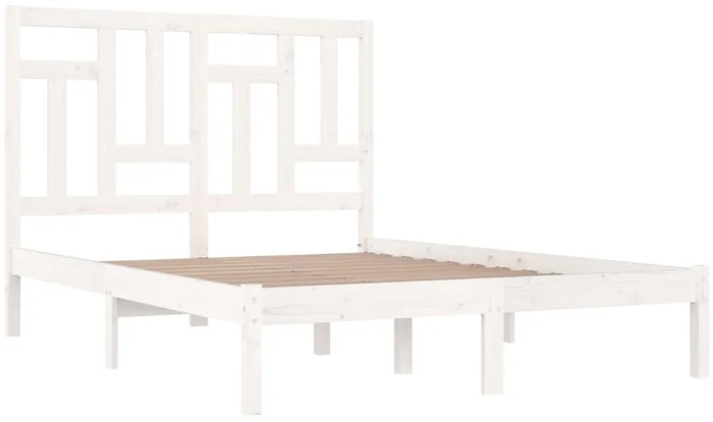 Cama sem colchão 200x200 cm madeira de pinho maciça branco