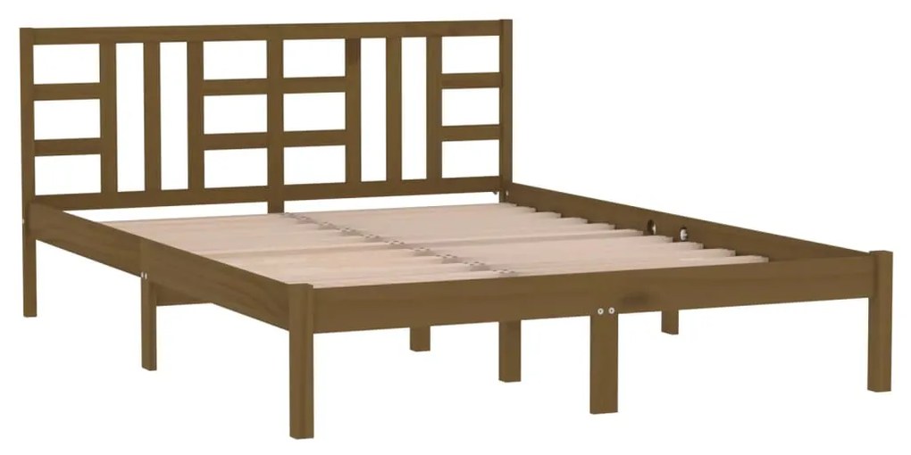 Estrutura de cama 120x200 cm madeira maciça castanho mel