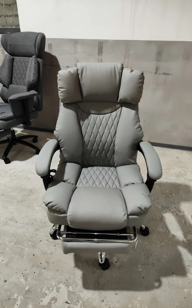 HOMCOM Cadeira de Escritório com Massagem Vibratória e Aquecimento, Cadeira Ergonômica em PU, Encosto Reclinável, Apoio de Cabeça, Cinza | Aosom Portugal