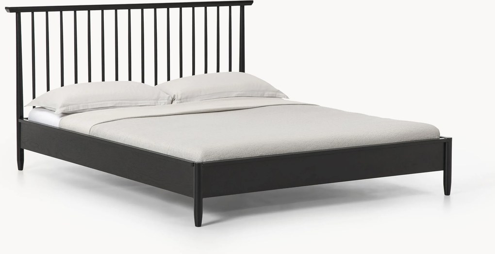 Cama com cabeceira de madeira de pinho Windsor