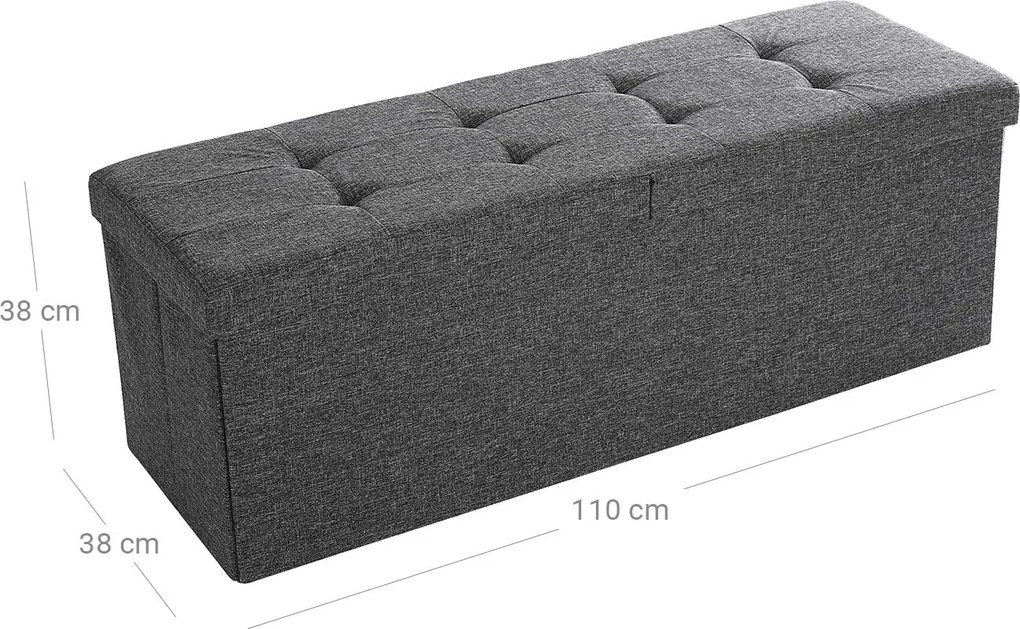 Banco arrumação com tampa articulada 110 cm cinzento escuro