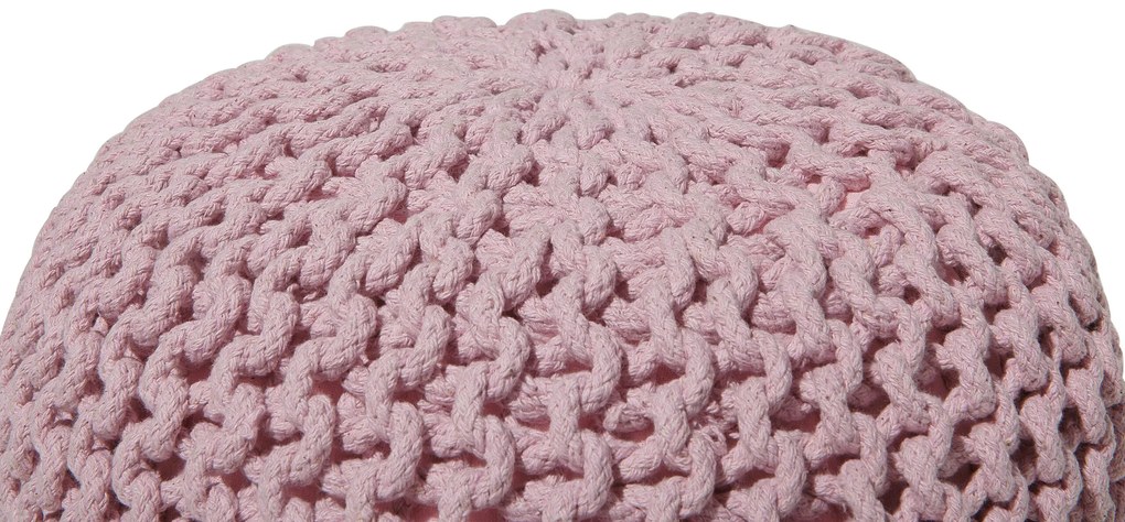 Pufe redondo em tricot rosa 40 x 25 cm CONRAD Beliani