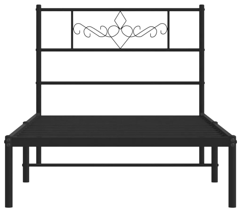 Estrutura de cama metal s/ colchão c/ cabeceira 75x190 cm preto