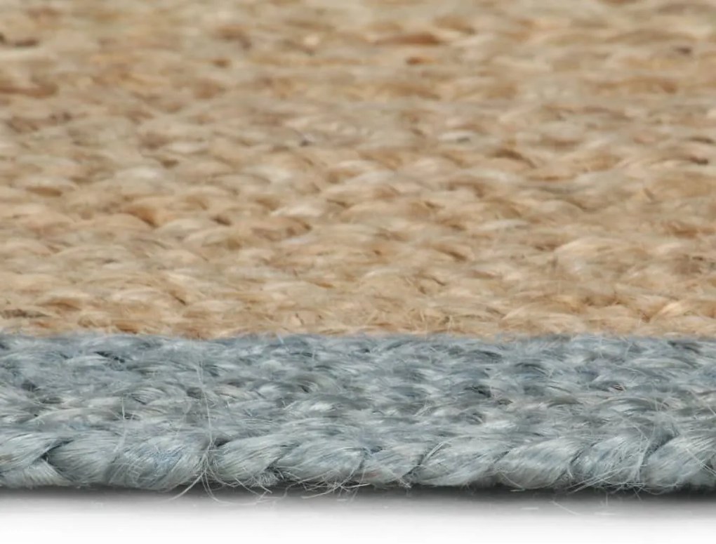 Tapete artesanal em juta com rebordo verde azeitona 120 cm