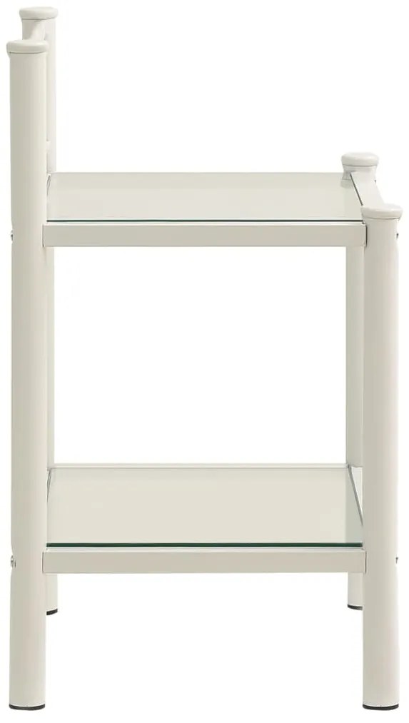 Mesas de cabeceira 2 pcs metal branco e vidro transparente