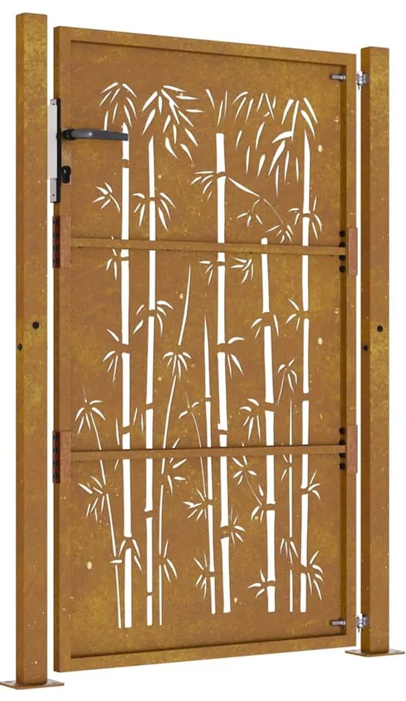 Portão de jardim 105x130 cm aço corten design bambu