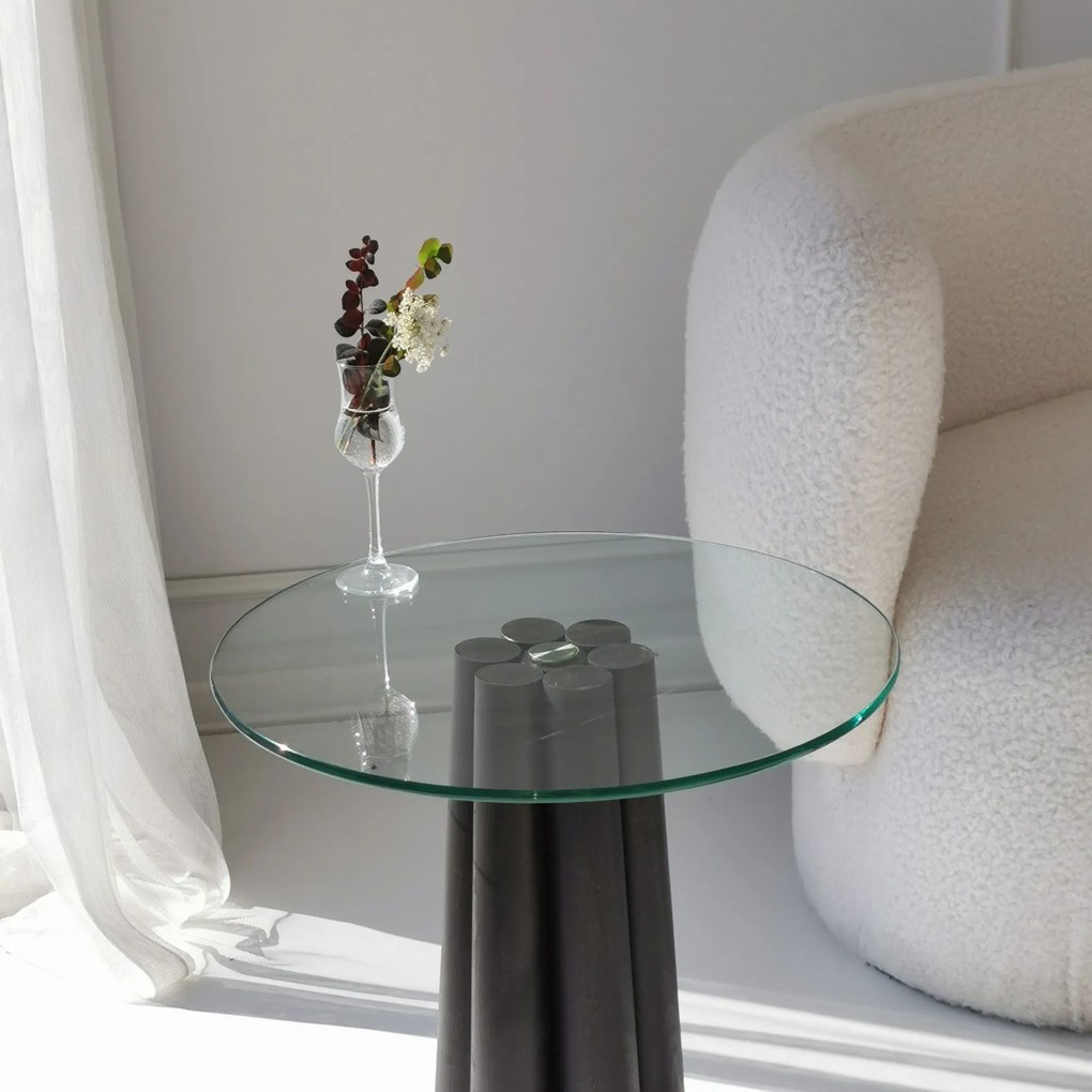 Mesa de Centro Thales – Transparente Preto – 50x50x50 cm