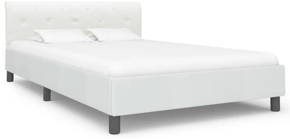 Estrutura de cama 140x200 cm couro artificial branco