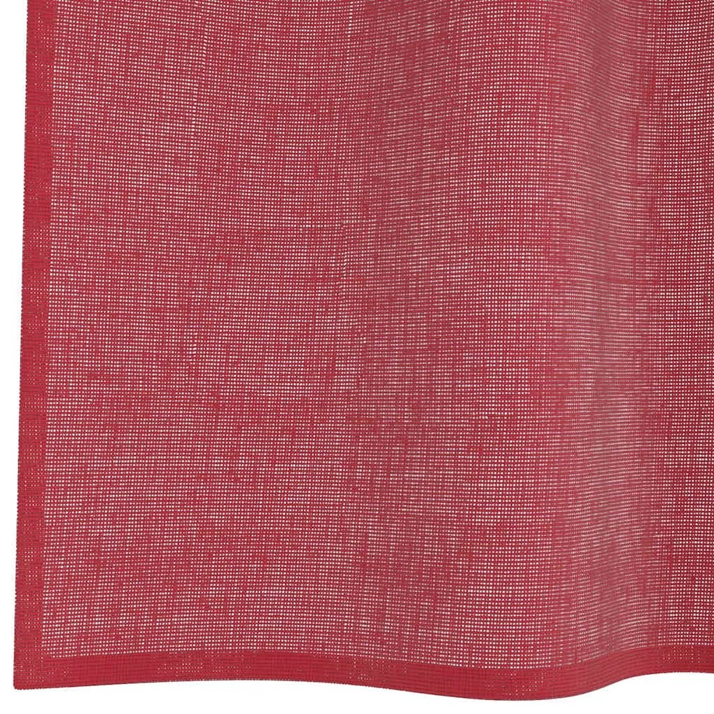 Cortinas de voile com bolsos para varão 2 pcs vermelho tinto