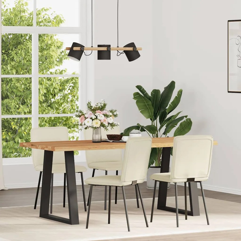 Cadeiras de jantar 4 pcs veludo cor creme