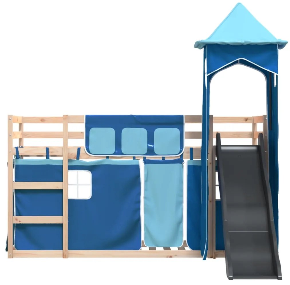 Beliche com escorrega e cortinas 90x190 cm azul