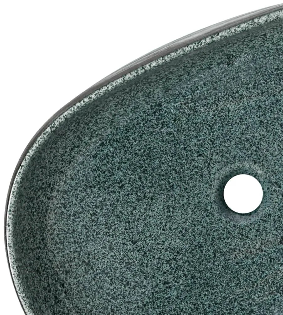 Lavatório de bancada oval 59x40x14 cm cerâmica turquesa