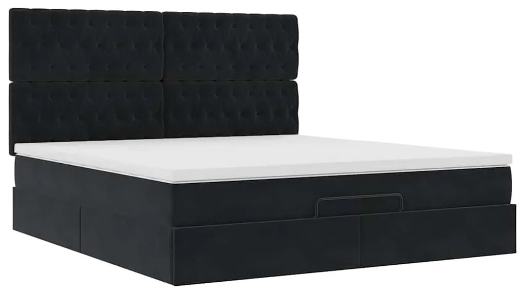 Estrutura de cama otomana com colchões 160x200 cm veludo preto