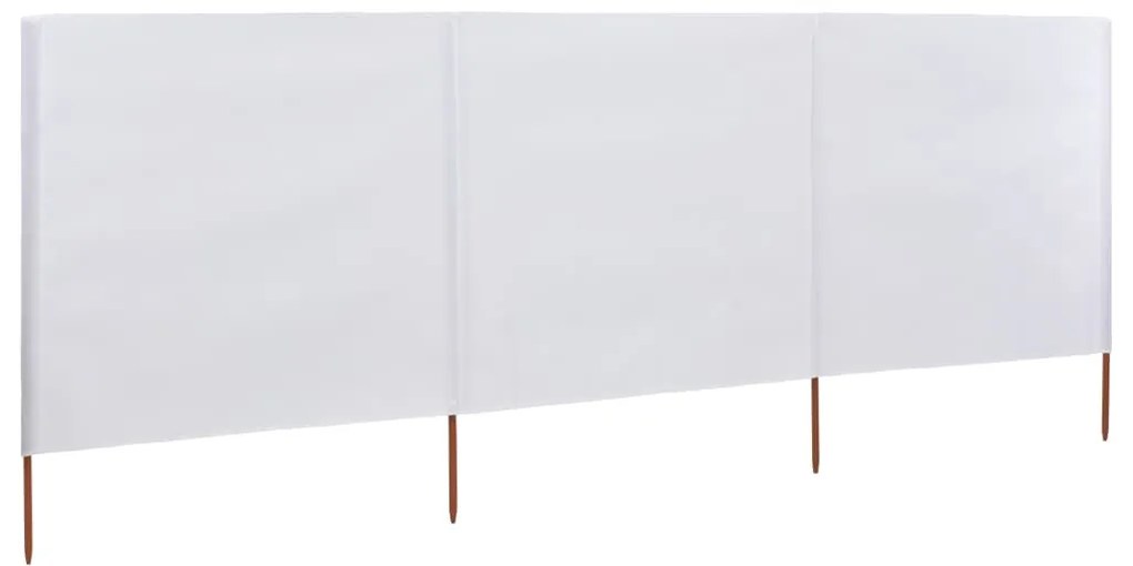 Para-vento com 3 painéis 400x80 cm tecido branco areia