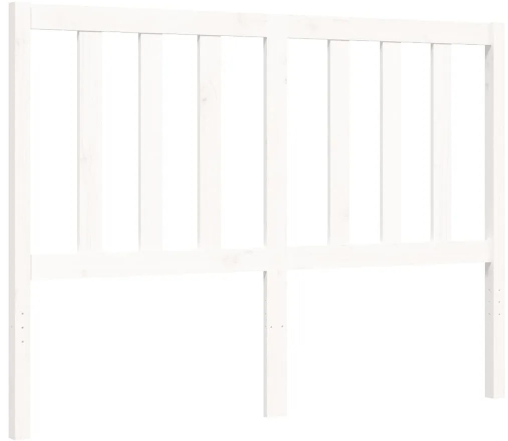 Estrutura de cama de casal c/ cabeceira madeira maciça branco