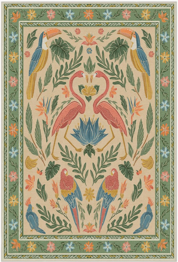 Tapete lavável em chenille Birds of a Feather da Iris Apfel