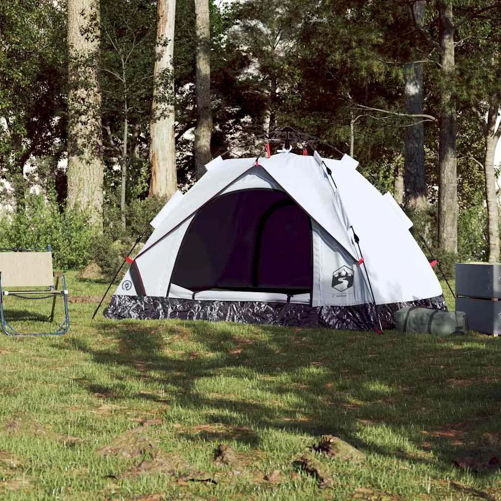 Tenda campismo cúpula 2 pessoas opaca libertação rápida branco