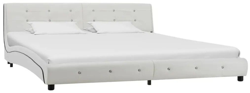 vidaXL Estrutura de cama em couro artificial 180x200 cm branco
