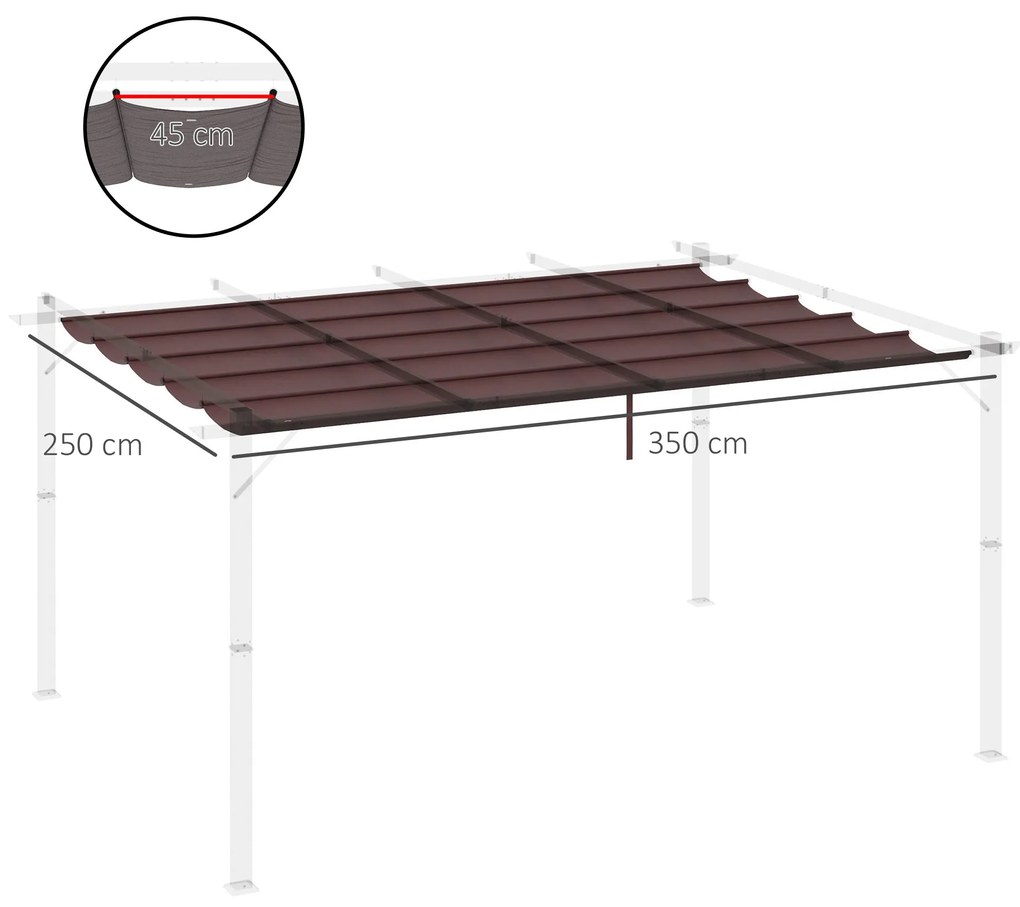 Outsunny Cobertura para Pérgola 3,5x2,5 m Teto de Substituição Retráti