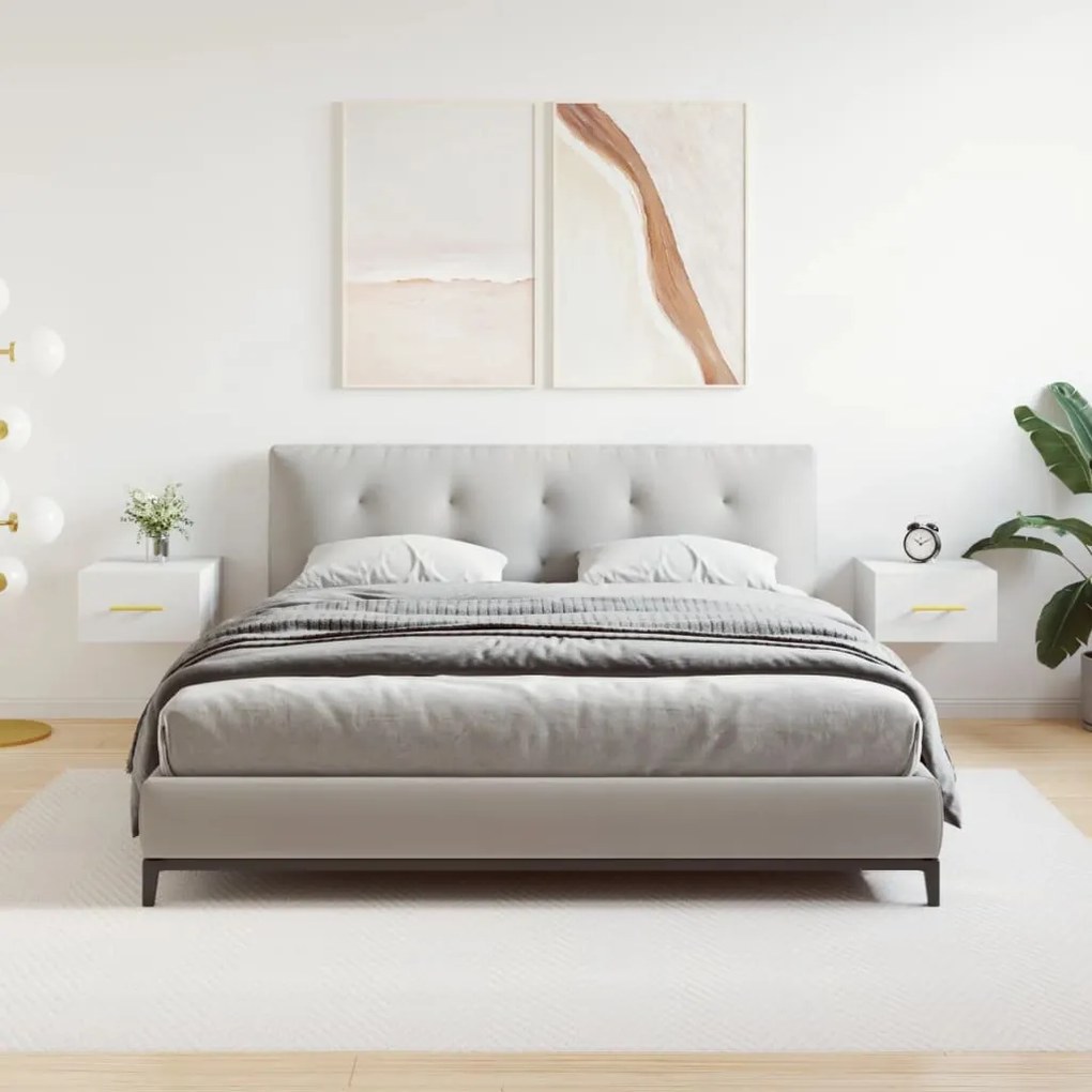 vidaXL Mesas de cabeceira montagem na parede 2 pcs 35x35x20 cm branco