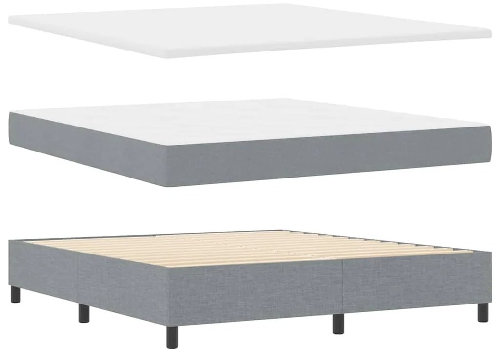 Cama Box com Colchão Cinza Claro 180x200 cm em Tecido