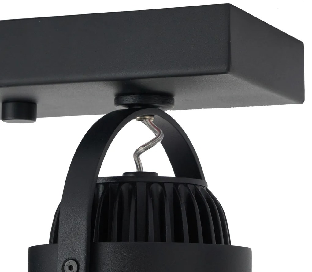 Foco de superfície moderno preto com LED regulável de 2 luzes - Apollo