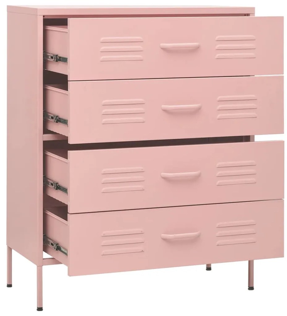 Cómoda/aparador com gavetas aço 80x35x101,5 cm rosa