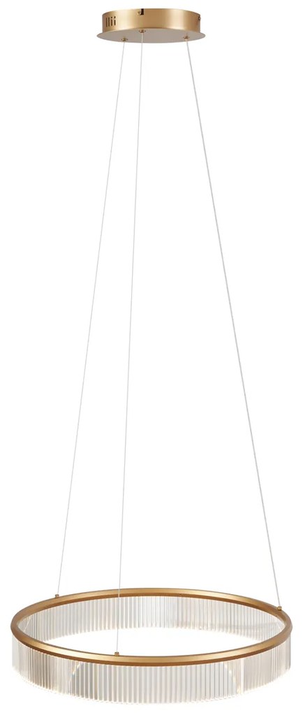 Candeeiro suspenso moderno latão 59cm incl. LED regulável em 3 níveis - Anello Chandelier