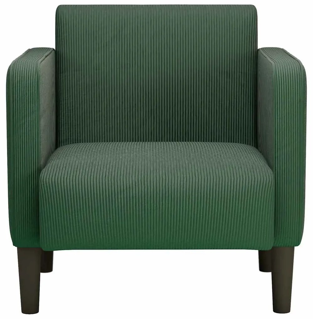 Poltrona com apoio de braços 54 cm tecido corduroy verde escuro