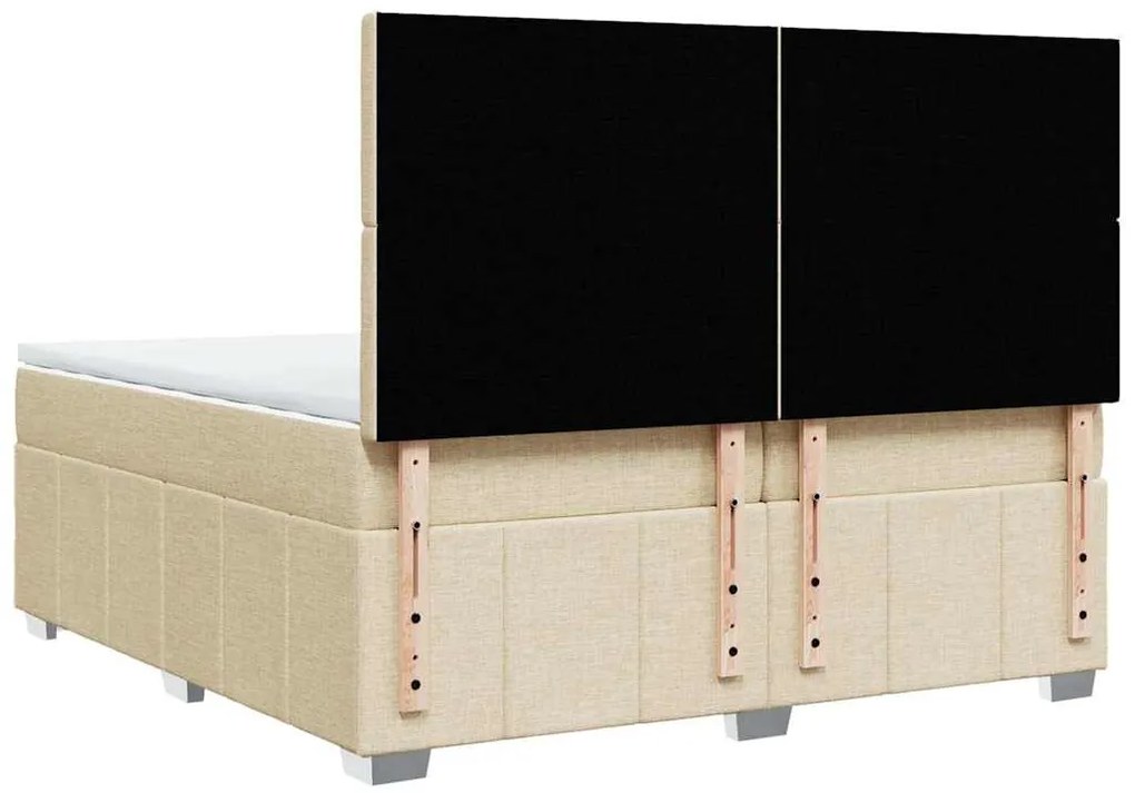 Cama com molas/colchão 200x200 cm tecido cor creme